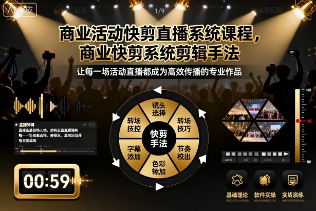 商业活动快剪直播系统课程,商业快剪系统剪辑手法-副业联盟