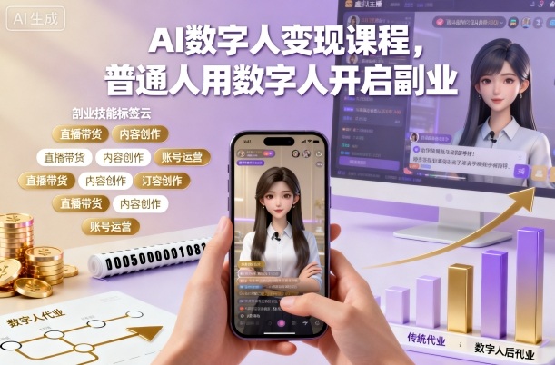 AI数字人变现课程,普通人用数字人开启副业-副业联盟