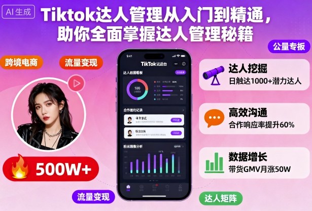 Tiktok达人管理从入门到精通,助你全面掌握达人管理秘籍-副业联盟