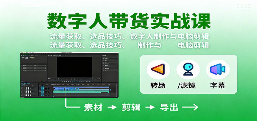 数字人变现实战课:流量获取、选品技巧、数字人制作与电脑剪辑-副业联盟