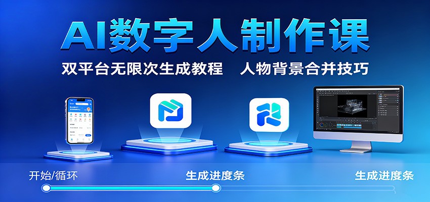 AI数字人制作课:双平台无限次生成教程,人物背景合并技巧-副业联盟