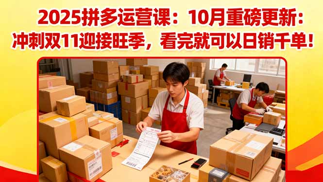 2025拼多多运营课:10月重磅更新:冲刺双11迎接旺季,看完就可以日销千单-副业联盟