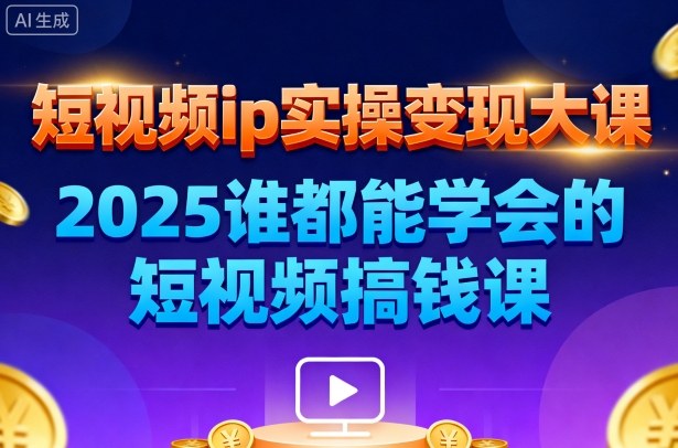 短视频ip实操变现大课,7月26-27日广州站线下课,2025谁都能学会的短视频搞钱课-副业联盟