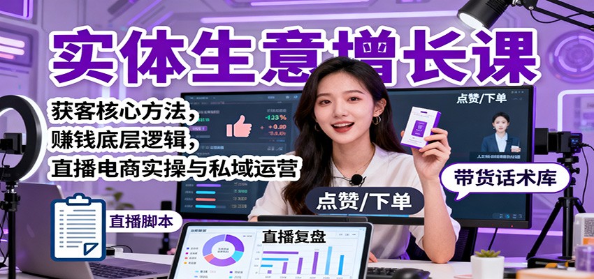实体生意增长课:获客核心方法,赚钱底层逻辑,直播电商实操与私域运营-副业联盟