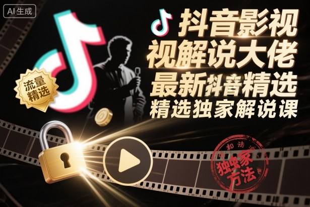 抖音影视解说大佬最新抖音进精选和独家方法,精选独家解说课-副业联盟