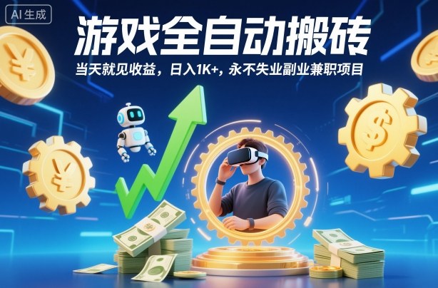 游戏全自动搬砖,当天就见收益,日入1K+,永不失业副业兼职项目【揭秘】-副业联盟