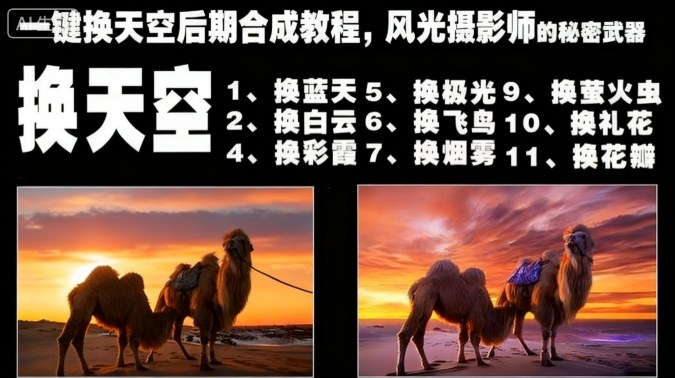 一键换天空后期合成教程,风光摄影师的秘密武器-副业联盟