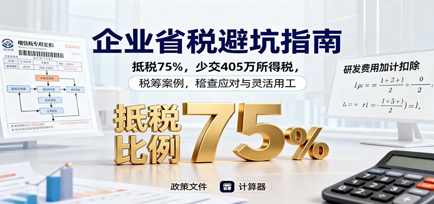 企业省税避坑指南:抵税75%,少交405万所得税,税筹案例,稽查应对与灵活用工-副业联盟