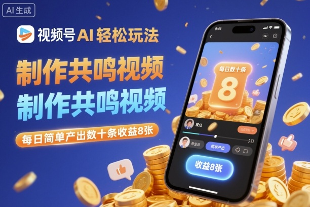 视频号AI轻松玩法,制作共鸣视频,每日简单产出数十条收益8张-旺仔资源库