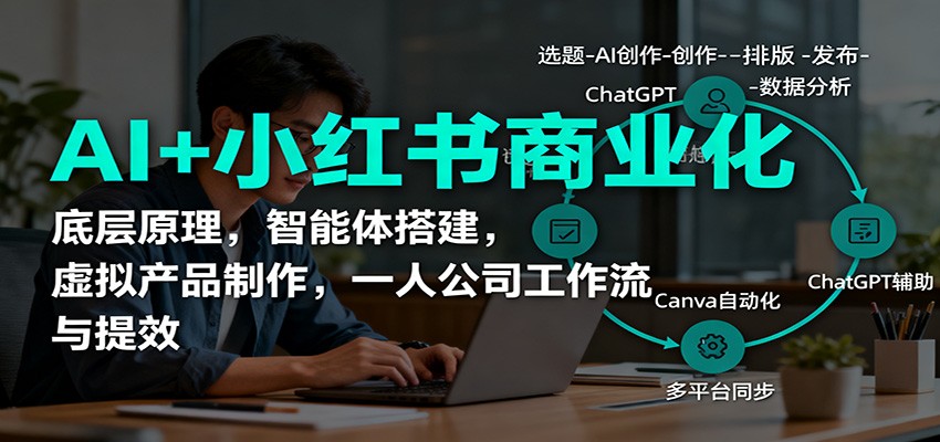 AI+小红书商业化，底层原理，智能体搭建，虚拟产品制作，一人公司工作流与提效-副业联盟
