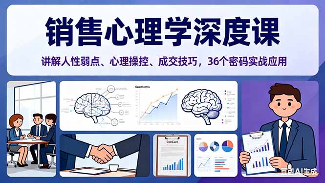销售心理学深度课，讲解人性弱点、心理操控、成交技巧，36个密码实战应用-lhxm