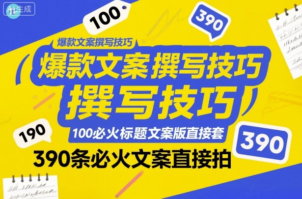 爆款文案撰写技巧，100个必火标题文案模版直接套，390条必火文案直接拍-A5资源网