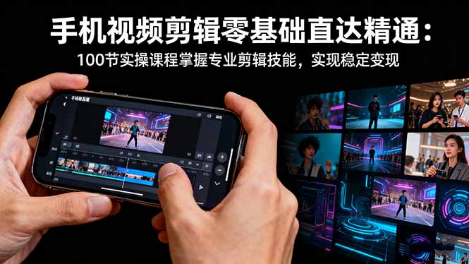 手机视频剪辑零基础直达精通：100节实操课程掌握专业剪辑技能，实现稳...-A5资源网