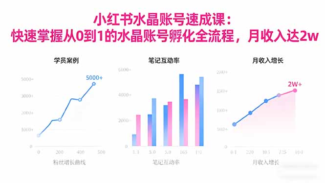 2025小红书水晶账号速成课:快速掌握从0-1水晶账号孵化全流程,月收入达2w-A5资源网