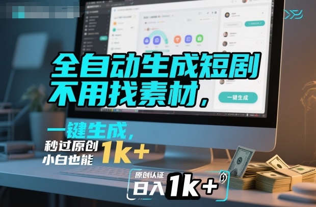 全自动生成短剧,不用找素材,不用剪辑,一键生成,秒过原创,小白也能轻松日入1k+【揭秘】-资源站