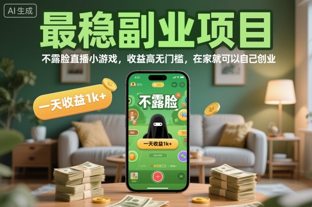 最稳副业项目,不露脸直播小游戏,收益高无门槛,一天收益1k+,在家就可以自己创业【揭秘】-A5资源网