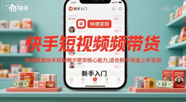 快手短视频带货,快速掌握快手短视频带货核心能力,适合新手快速上手变现-A5资源网