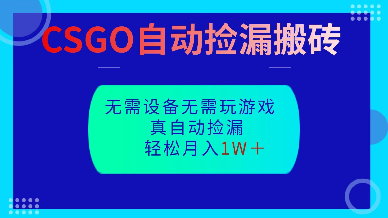 CSGO自动捡漏搬砖,当天操作当天见结果,无需了解游戏,包教包会包落地-A5资源网