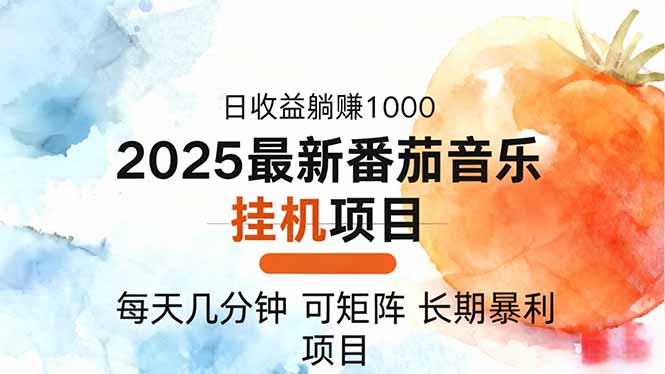 2025年最新番茄音乐人挂机项目,每天几分钟,月入1000+,可矩阵,一台...-A5资源网