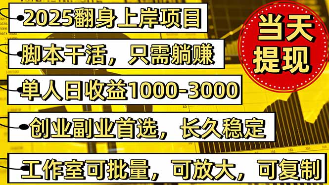 2025翻身上岸项目脚本干活，内部客户经理内部开号，单人日收益1000-300...-七七项目网