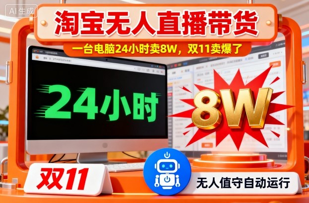 淘宝无人直播带货，一台电脑214小时卖8W，双11卖爆了【揭秘】 - 青笺杂货铺 - 网创项目和软件下载资源平台