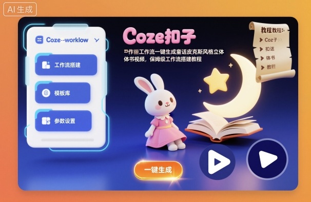 Coze扣子工作流一键生成童话皮克斯风格立体书视频，保姆级工作流搭建教程 - 青笺杂货铺 - 网创项目和软件下载资源平台