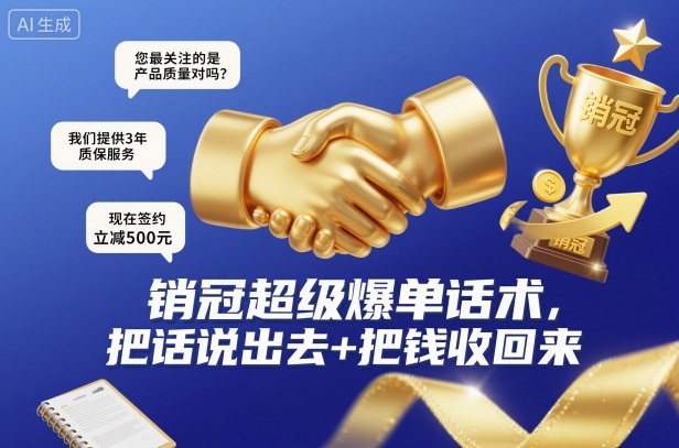 销冠超级爆单话术，把话说出去+把钱收回来-七七项目网