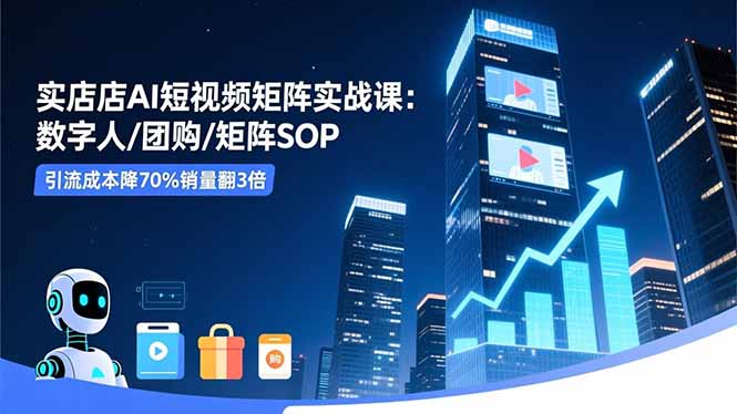 实体店AI短视频矩阵实战课：数字人/团购/矩阵SOP，引流成本降70%销量翻3倍 - 青笺杂货铺 - 网创项目和软件下载资源平台