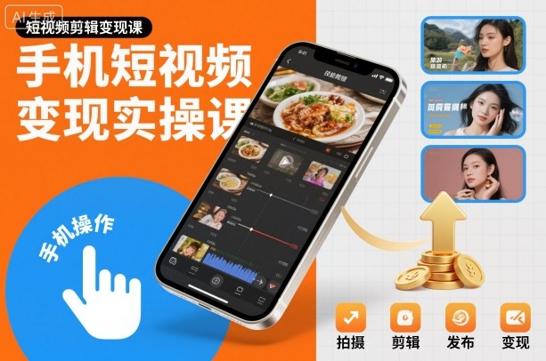 手机短视频变现实操课，短视频剪辑变现课 - 青笺杂货铺 - 网创项目和软件下载资源平台