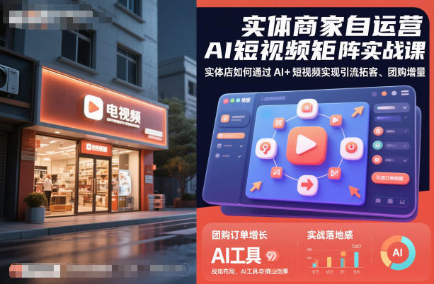 实体商家自运营AI短视频矩阵实战课，实体店如何通过AI+短视频实现引流拓客、团购增量 - 青笺杂货铺 - 网创项目和软件下载资源平台