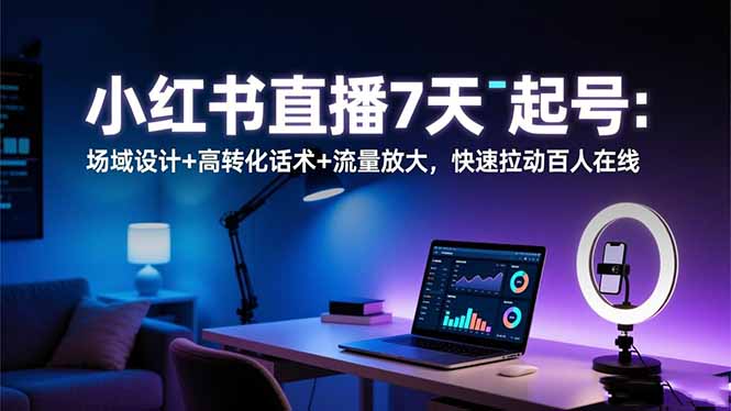 小红书直播7天起号：场域设计+高转化话术+流量放大，快速拉动百人在线 - 青笺杂货铺 - 网创项目_软件_壁纸下载资源平台