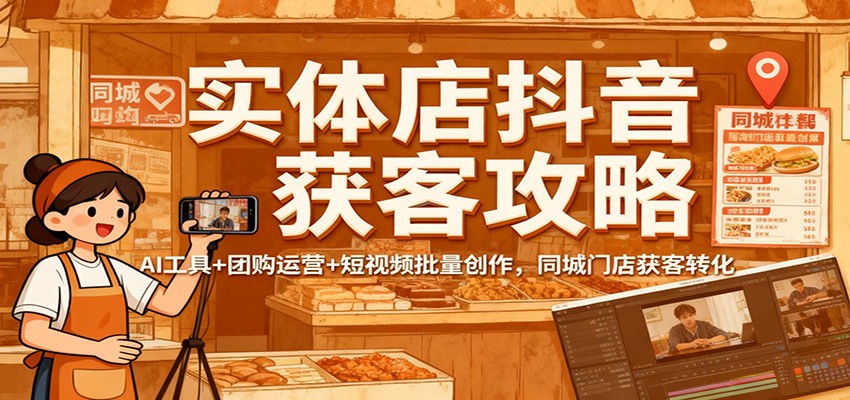 实体店抖音获客攻略：AI工具+团购运营+短视频批量创作，同城门店获客转化-路子网