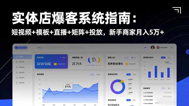 实体店爆客系统指南：短视频+模板+直播+矩阵+投放，新手商家月入5万+-路子网