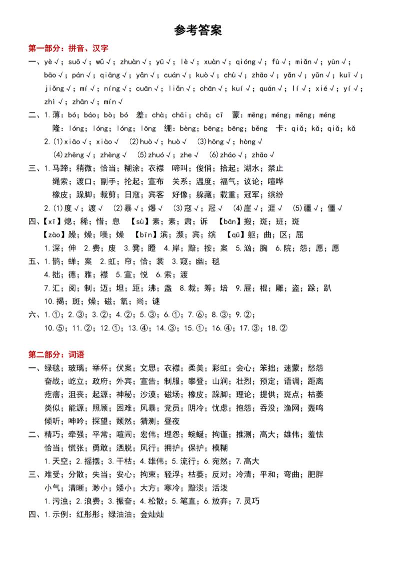 六上语文期中常考七大重点题型专项训练（答案）|副业联盟