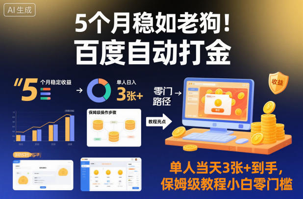 5个月稳如老狗!百度自动打金,单人当天3张+到手,保姆级教程小白零门槛【揭秘】福瑞网创-中创网-福缘网-冒泡网-资源之家-魔方项目库福瑞网创联盟