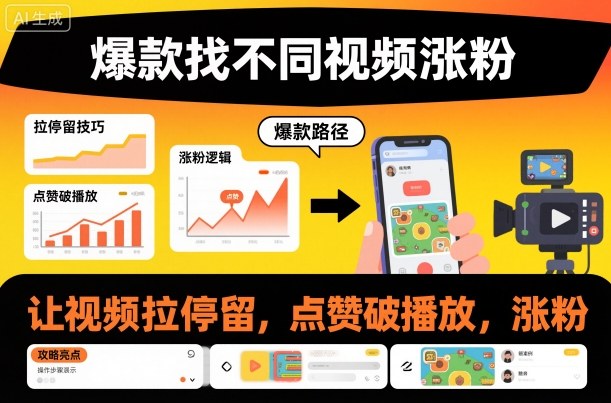 爆款找不同视频涨粉，让视频拉停留，实现点赞，破播放，涨粉-云推网创项目库