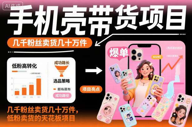 手机壳带货项目，几千粉丝卖货几十万件，短视频低粉卖货的天花板项目-天云资源网