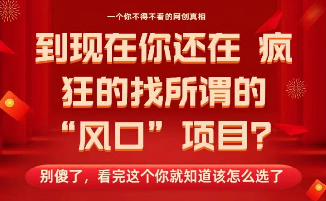 马上26年了，你还在找所谓的风口项目？别傻了，看完这个你全都懂了！【揭秘】-吾爱自习网