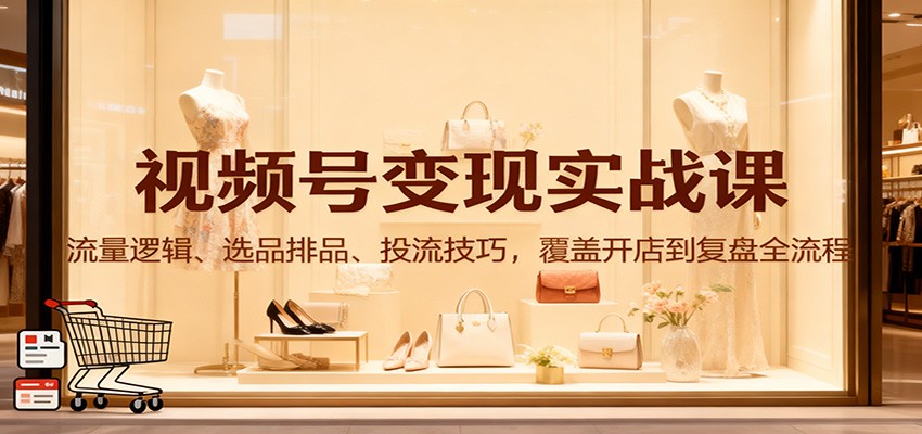 视频号变现实战课：流量逻辑、选品排品、投流技巧，覆盖开店到复盘全流程-吾爱自习网
