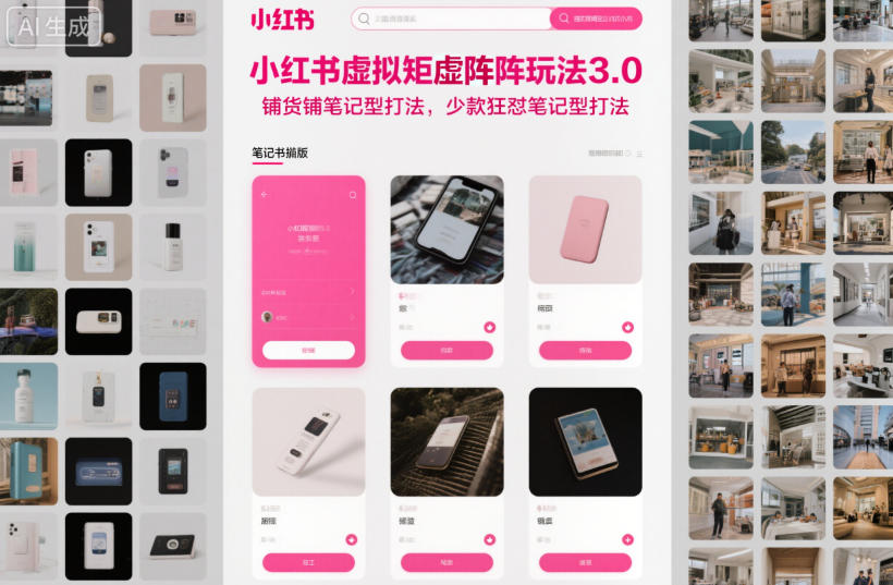 小红书虚拟矩阵玩法3.0，铺货铺笔记型打法，少款狂怼笔记型打法-云推网创项目库