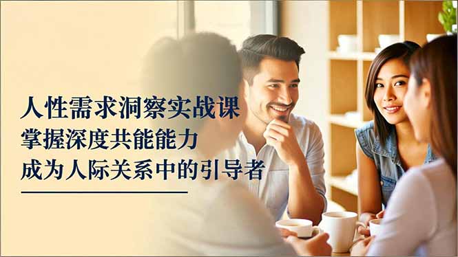 人性需求洞察实战课，掌握深度共感能力，成为人际关系中的引导者-吾爱自习网