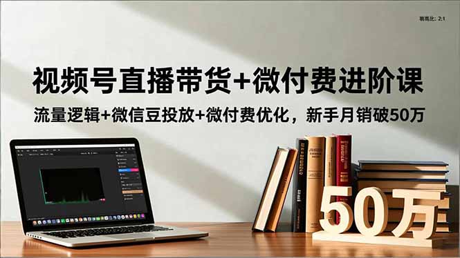 视频号直播带货+微付费进阶课：流量逻辑+微信豆投放+微付费优化，新手月销破50万-吾爱自习网