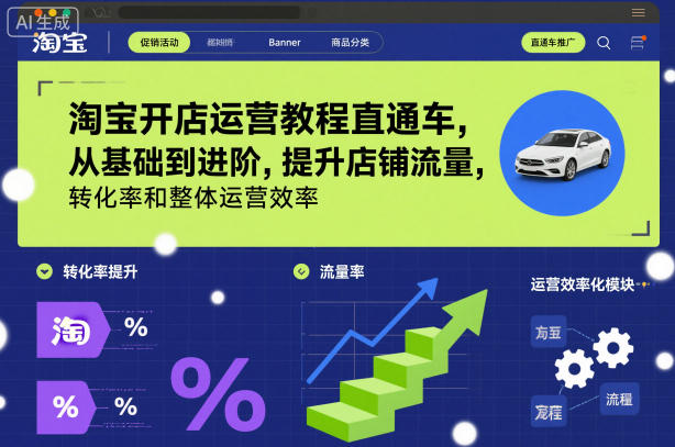 淘宝开店运营教程直通车，从基础到进阶，提升店铺流量，转化率和整体运营效率(更新11月)-吾爱自习网