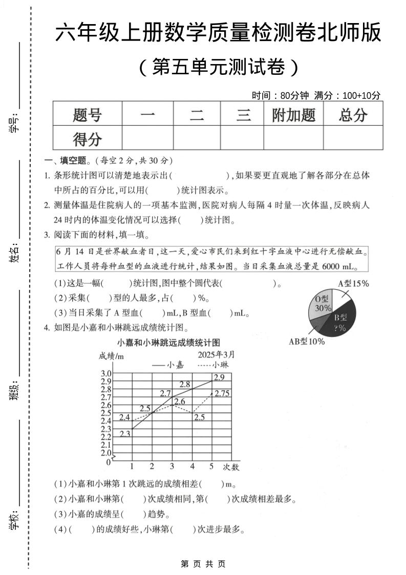 六年级上数学第五单元测试卷《北师版》2-口袋盘资源站-网盘资源