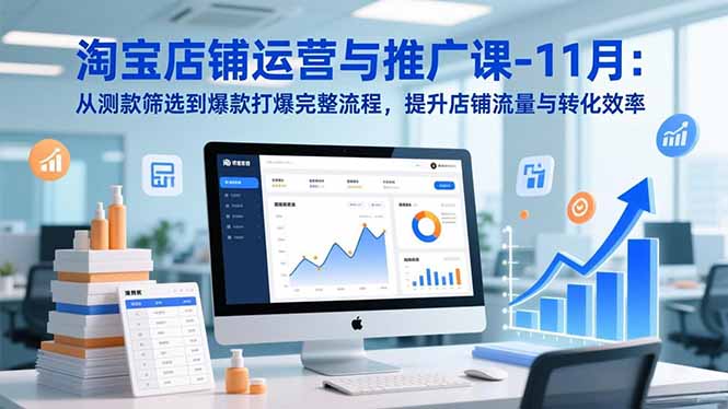 淘宝店铺运营与推广课-11月：从测款筛选到爆款打爆完整流程，提升店铺流量与转化效率-吾爱自习网