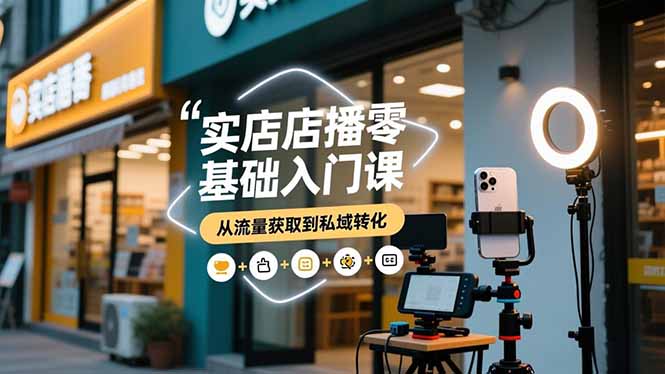 实体店播零基础入门课,实体店+短视频+直播+微信生态+私域社群,从流量获取到私域转化-吾爱自习网