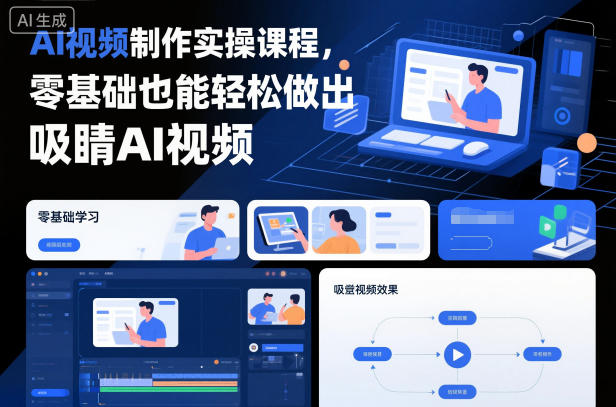 AI视频制作实操课程，零基础也能轻松做出吸睛AI视频-吾爱自习网