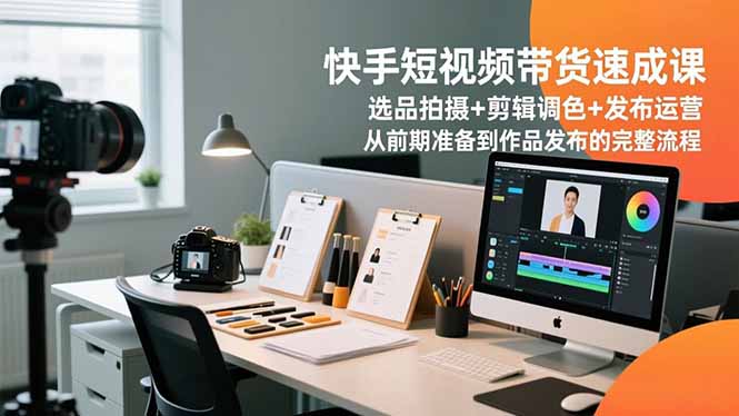 快手短视频带货速成课,选品拍摄+剪辑调色+发布运营,从前期准备到作品发布的完整流程-吾爱自习网