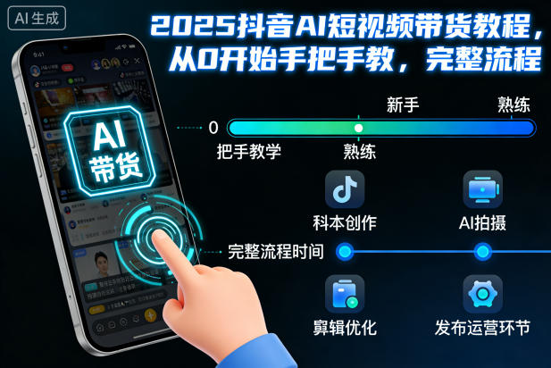 2025抖音AI短视频带货教程，从0开始手把手教，完整流程-天云资源网