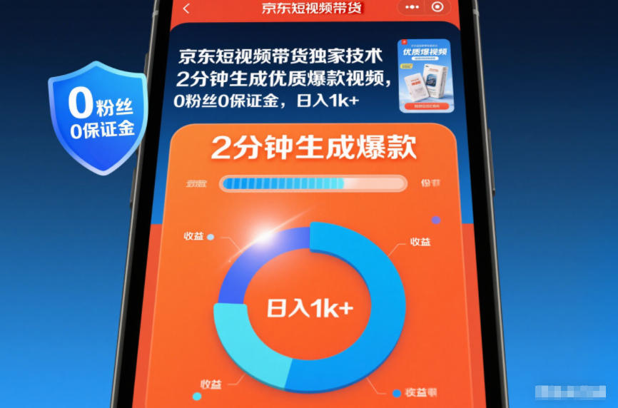 京东短视频带货独家技术,2分钟生成一条优质爆款视频,0粉丝0保证金,日入1k+【揭秘】-吾爱自习网